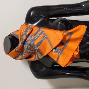 Rare Hermes Scarf Bolduc 90 cm Silk 100% Ribbon Orange